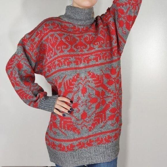 Vintage Jr. Priorities soft knit sweater red gray size S - Picture 1 of 6